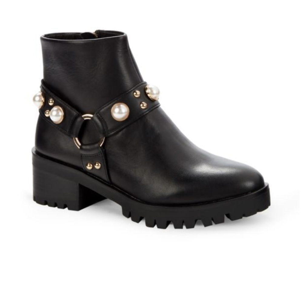 Karl Lagerfeld Paris Pixie Embellished Moto Boots